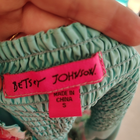 Betsey Johnson Mint Green and Pink Floral Mini Dress - Picture 5 of 8